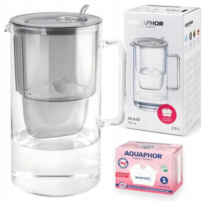 Aquaphor Glass Gray Glass Filter Jug + Maxfor Mg Magnesium Filter