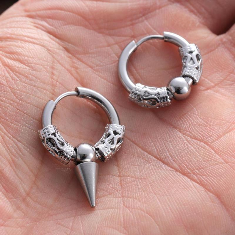 Klassische Herren Edelstahl Creolen für Damen Hip Hop Ohrring für Herren Jungenohrringe Punk Gothic Ohrstecker Schmuck Party Geschenk