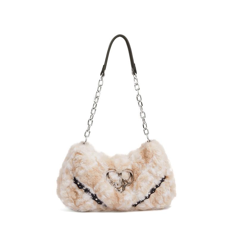 New JACD PU Urban Chic Style Girlish Baguette Shoulder Bag Regular Women's Nude Apricot JA230098