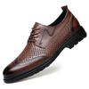 Fashion New Male Lace-Up Flats Genuine Leather Mens Oxford Shoes Hollow Out Casual Dress Shoes Trend Versatile Man Business Footwear