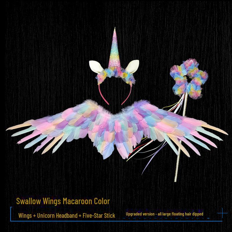 Weiße Feder Engelsflügel für Erwachsene & Kinder - Schwalbenförmige Kostümrequisiten für Halloween und Verkleidungen