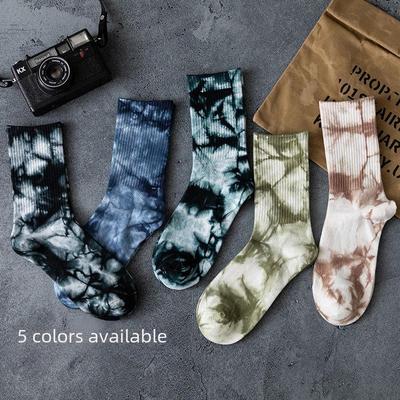 132 Tie-Dye Long Cotton Socks for Couples - Hip-Hop High-Top Street Style