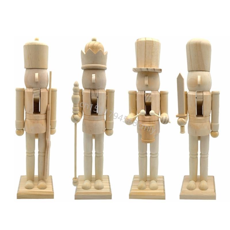 Christmas Soldiers Unpainted Nutcrackers Figures Table Decorations Ornament 6XDE
