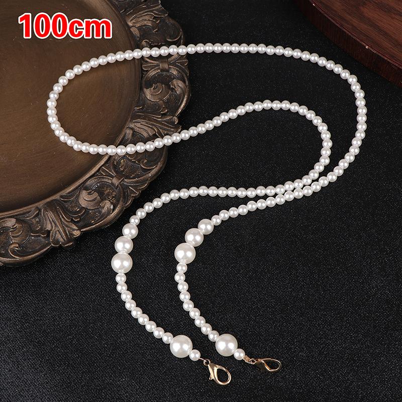 Cute 100-120Cm Purse Pearl Strap Beaded Chain Replacement Bag Pearl Chain Diy Bag Accessory Handbag