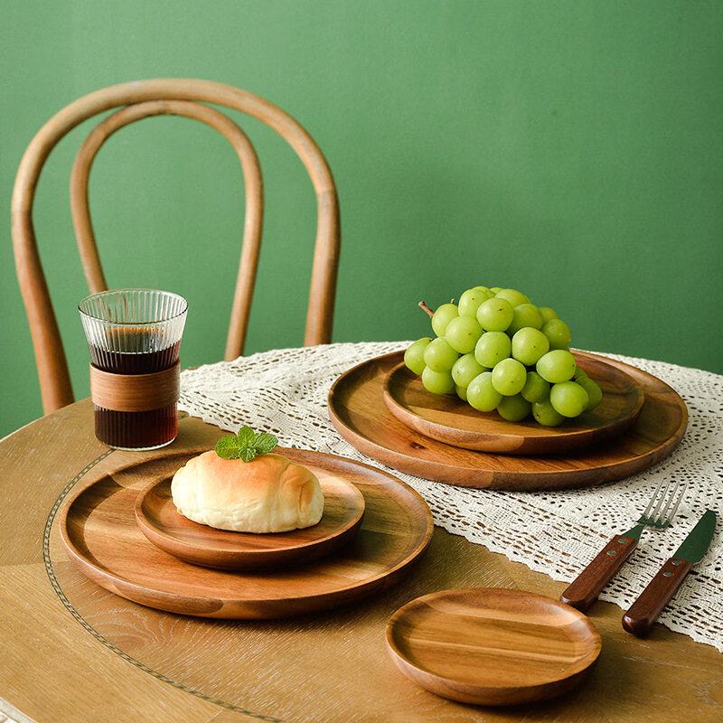 Acacia Wood Round Serving Tray
