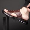Summer New Shoes for Men Genuine Leather Sandals Crocodile Print Casual Slipper Air Cushion Flip Flops Cool Beach Shoes