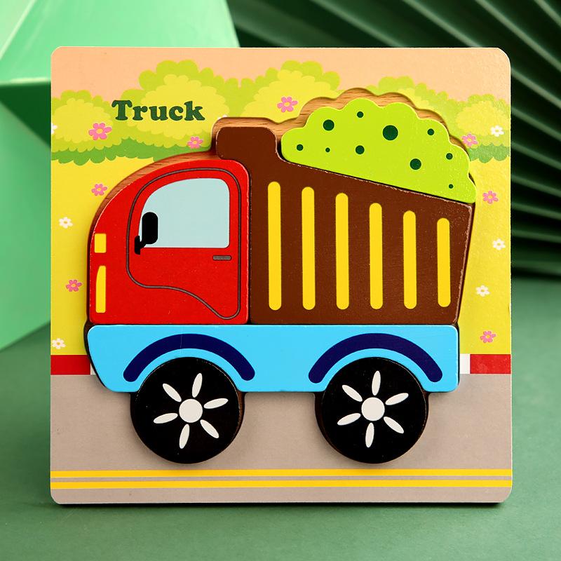 High Quality 3D Wooden Puzzle Baby Cartoon Animal Traffic Jigsaw  Early Learning Cognition Game Puzzle Toys for Children