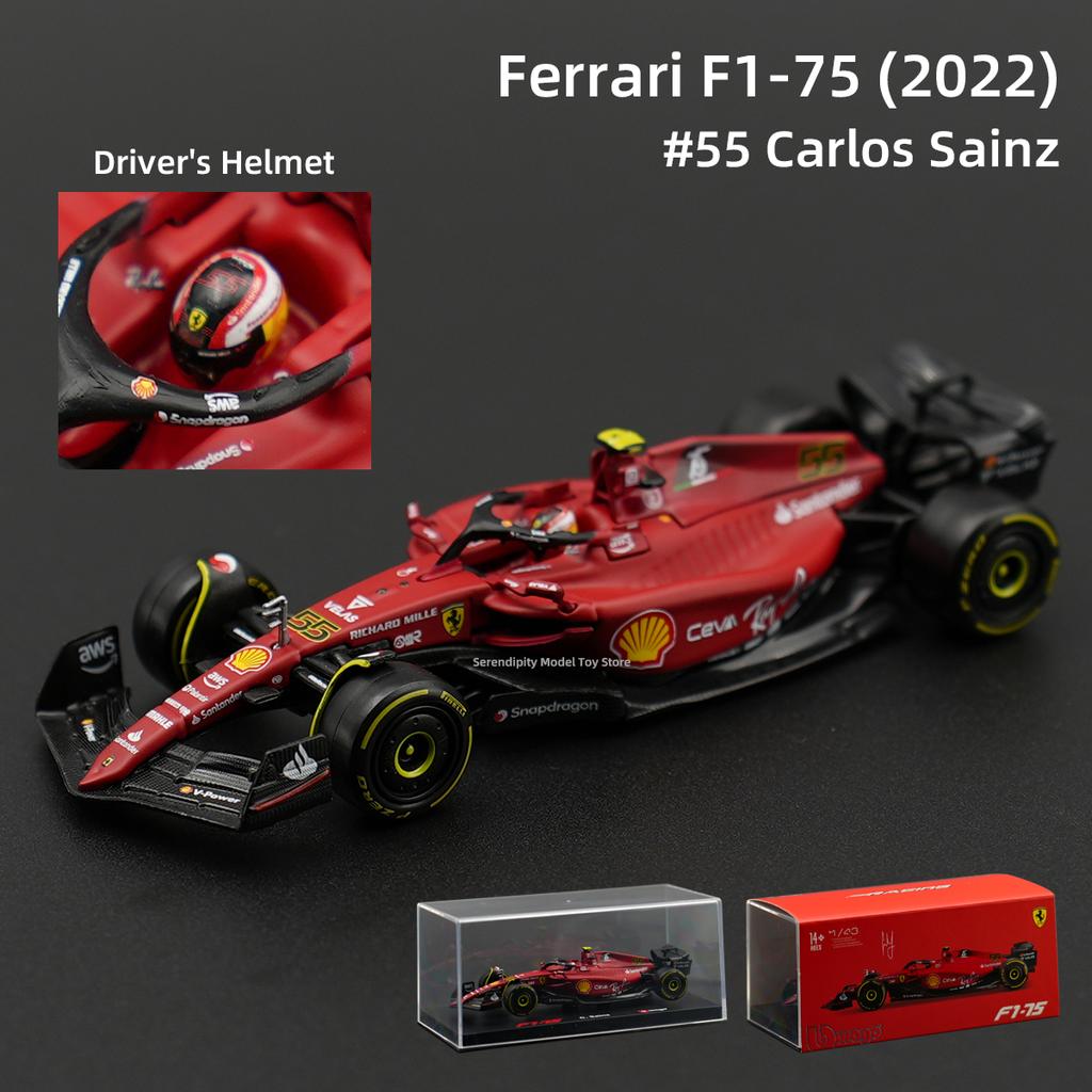 בבוראגו 1:43 פרארי 2022 F1-75 #16 מכונית פורמולה 1 רכב Die Cast דגם אספנות צעצועי מרוץ קופסת אקריל