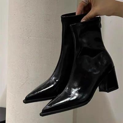 Pointed Toe Women's High Heels Ankle Boots 2025 Designer Elegant Shoes Winter New Trends Short Boots Dress Party Pumps