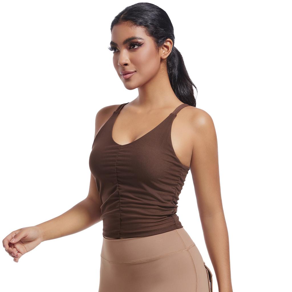 New Yoga Camisole, Beautiful Back, Sports Running, Fitness, Breathable Pleated Vest, Quick Drying Fitness Suit, Slim Fit Top For Women