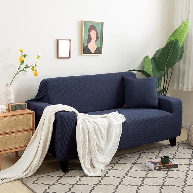 L Shaped Jacquard Sofa Cover Used For Living Room Room Flexible Thick Corn Fleece Couch Protector Solid Color Settee Covers 1 /2 /3 /4 Chairers
