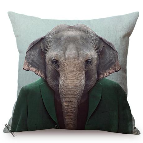 Nordic Animal Portrait Art Sofa Decorative Pillow Case Funky Cow Bear Rabbit Elephant Wear Clothes Style Cushion Cover Cojines