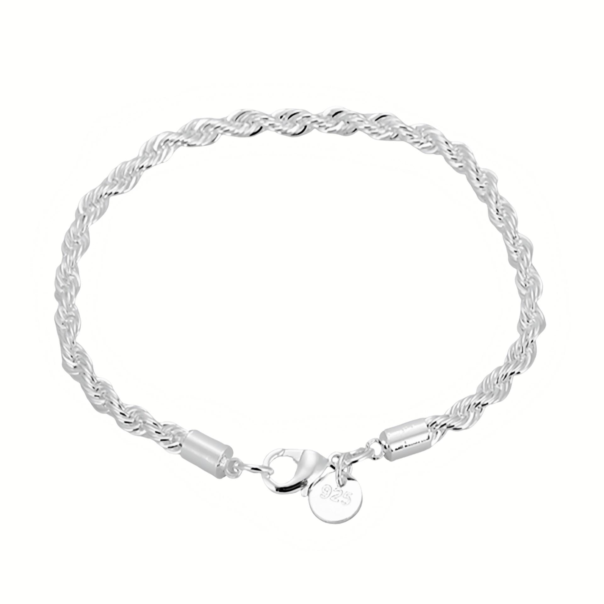 Yihua 4MM Silver Twisted Rope Bracelet - Trendy 925 Plated Jewelry толщиной 4 мм