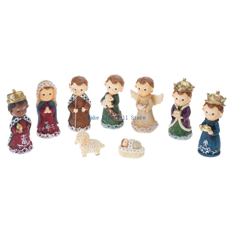 

Christmas Nativity Figurines Resins Manger Holy Family Nativity Scene Statue for Xmases Indoor Home Table Decorations