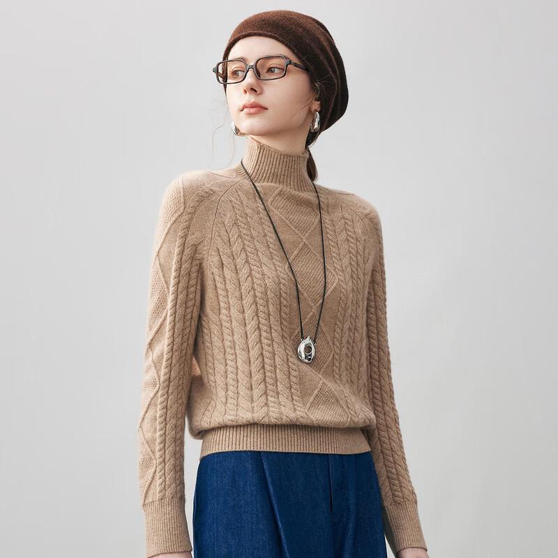 Commong Boka Women's Thickened Cable Knit Cashmere Sweater