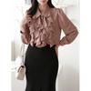 Style Latte Women S Frill Chiffon blouSe Spring Autumn Office Wear