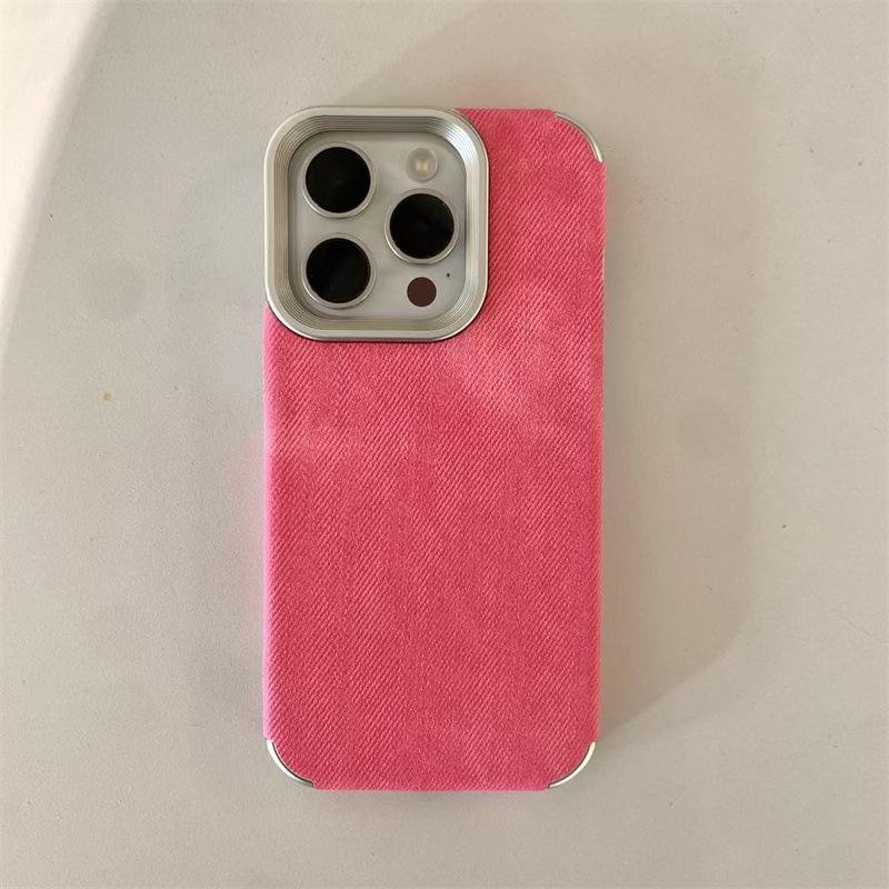 Electroplated Denim Texture iPhone 17 Pro Case, Full Coverage for Apple 16 Pro, 14 Pro, and 15 Pro Retro.