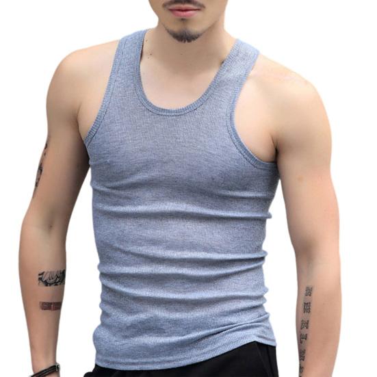 2 Stück Herren Sommer Fitness Weste Einfarbig Nahtlos U-Ausschnitt Ärmellos Dehnbar Weich Atmungsaktiv Schnelltrocknend Pullover Lässig Männer Gym Sport Tank Top