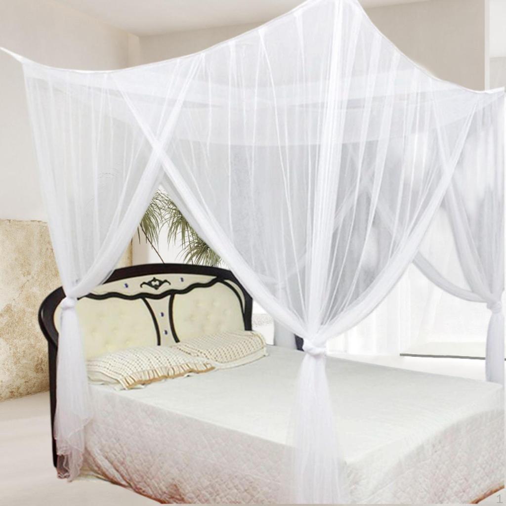 4 Corner Post Bed Canopy Net Drape Tent Cozy Curtains Netting Hanging Valance