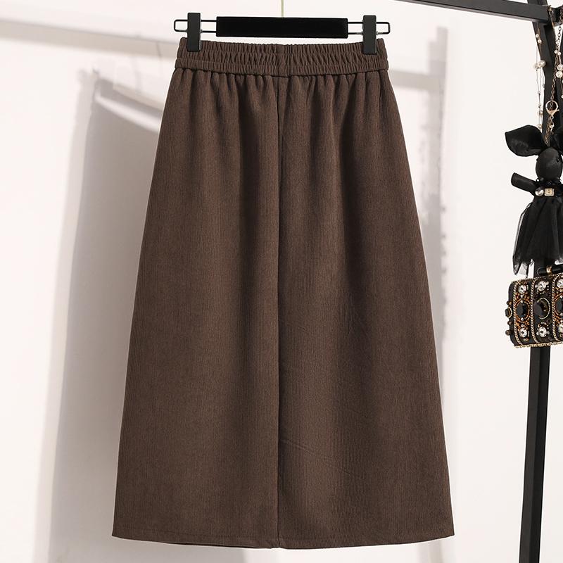 Toamnă Iarnă 2024 Fuste lungi de talie mare pentru femei, linie A, supradimensionate, elegante, fuste despicate cu talie înaltă