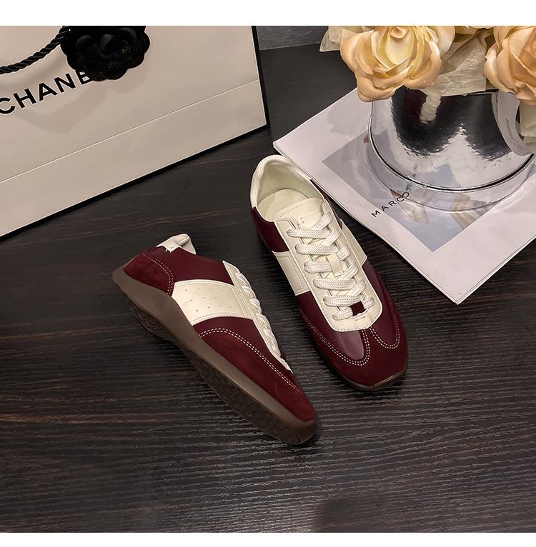 2025 New Maillard Color Matching Retro Ballet Training Shoes Soft Sole Niche Casual Lace-up Sports Women's Shoes