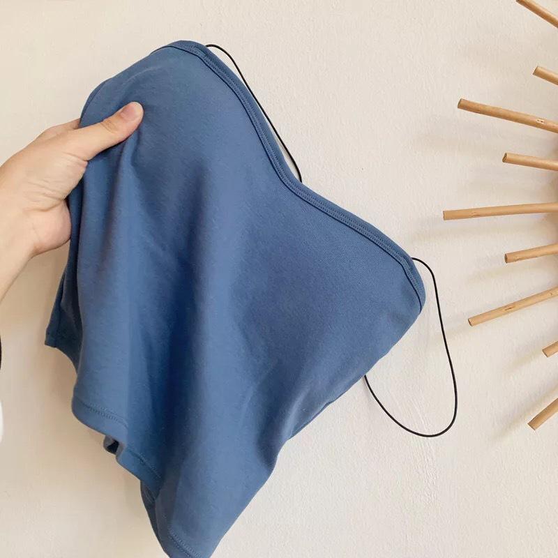 

Картина маслом Девушка Хлопковый трикотажный топ на тонких бретелях с запахом на груди и невидимой бретелью, Красивый дизайн спины для женщин One Size [approximately 40-65 kg] Bagged синий