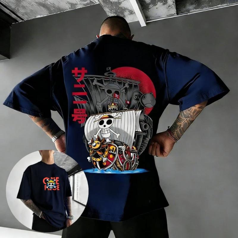 One Piece Anime T Shirt Men Women 2026 Summer Cotton Short Sleeve Tee Ship Skull Print Streetwear Casual Tops Manga Graphic Tee
