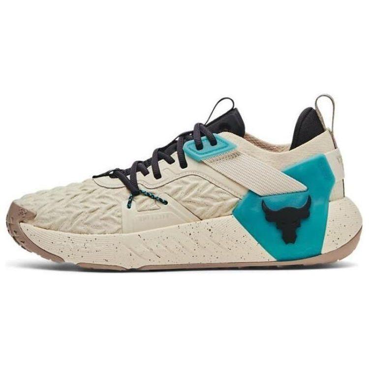 Under Armour Project Rock 6 Brown Teal Men Sneakers Cream 3026534-200