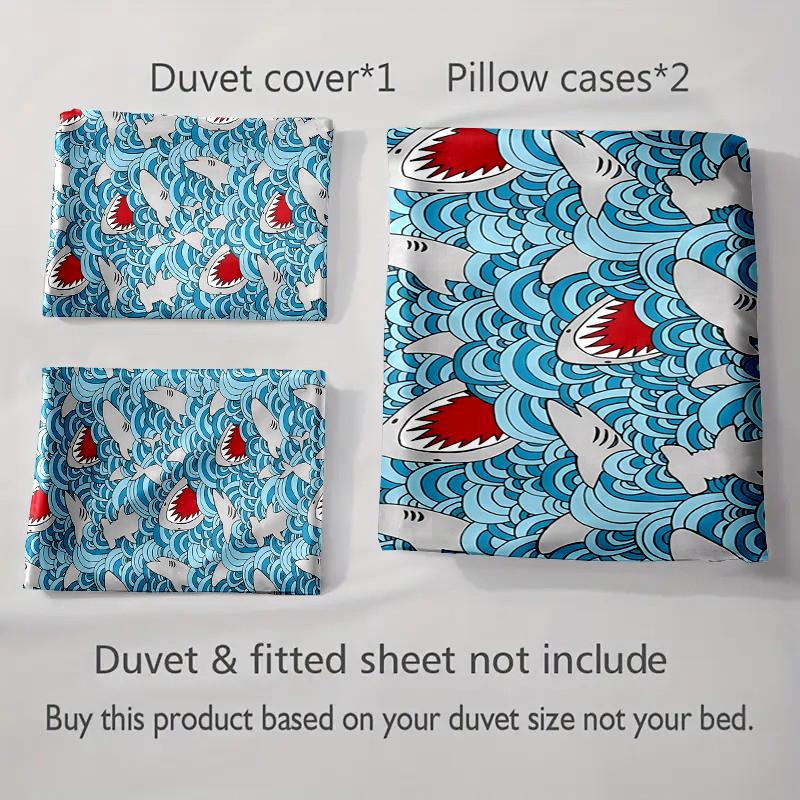 Sharks Amidst Waves. Bedding Duvet Cover Sets Duvet Covers Pillowcases Gifts (1 * Duvet Cover 2 * Pillowcases, Without Duvet Insert)