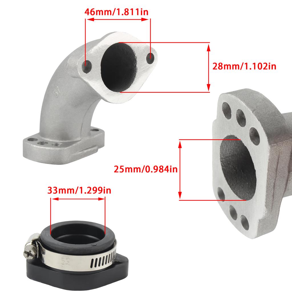 Motocycle 28mm Carburetor Mainfold Throat Carb Inlet Intake Pipe Kits 125cc 140cc 150cc 160cc 200cc Scooter Motocross Accessorie
