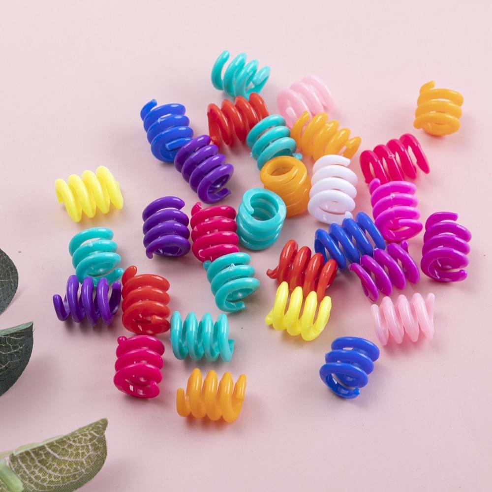 50pcs Big Hole Dreadlocks Beads Charm Hair Braid Tubes Spring Dreadlock Ring  for Women Girls
