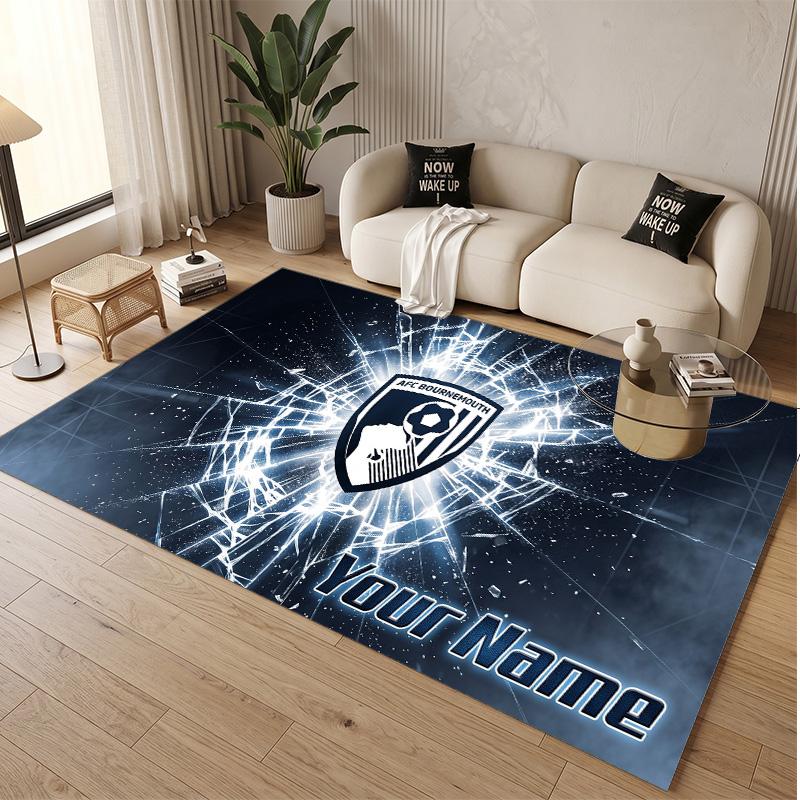 Personalized Crystal Velvet Carpet Bournemouth Football Pattern Non Slip Floor Rug