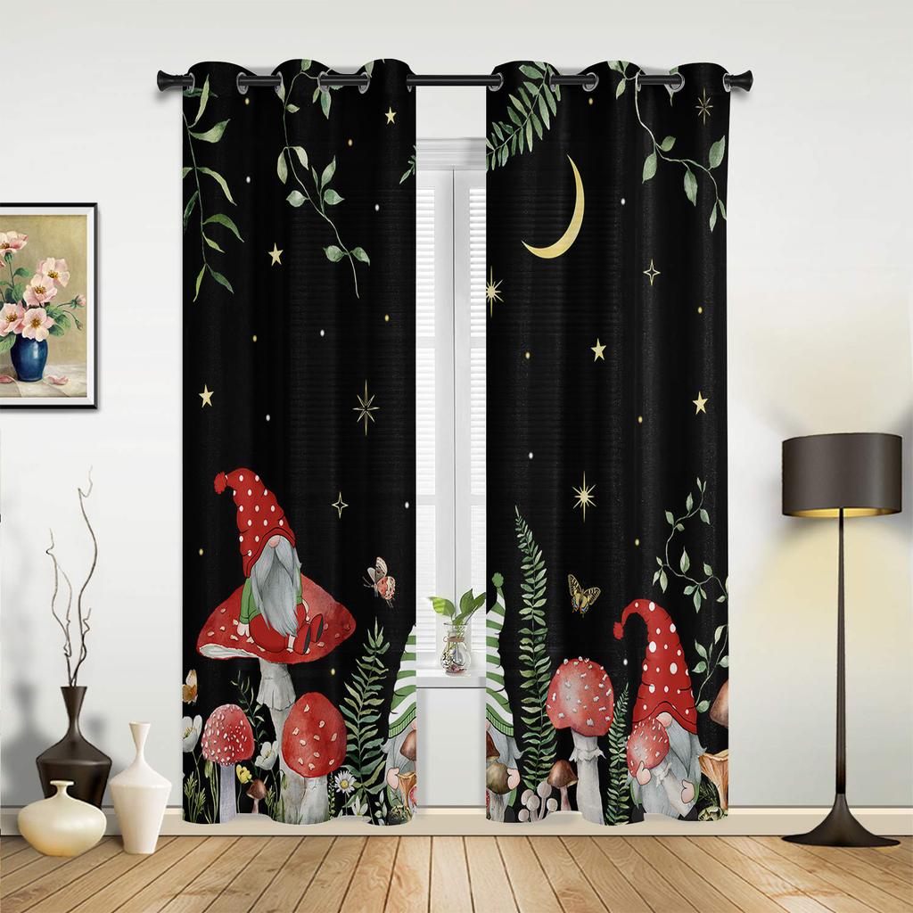 Pflanzen Pilze Blumen Zwerge Moderne Fenstergardinen für Wohnzimmer Schlafzimmer Vorhang Küche Behandlung Jalousien Vorhänge