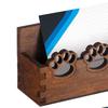 Wood Business Card Holder for Desk, Cute Paw Print Display Stand for Postcards Office Home, Rustic Desktop Tabletop Organizer