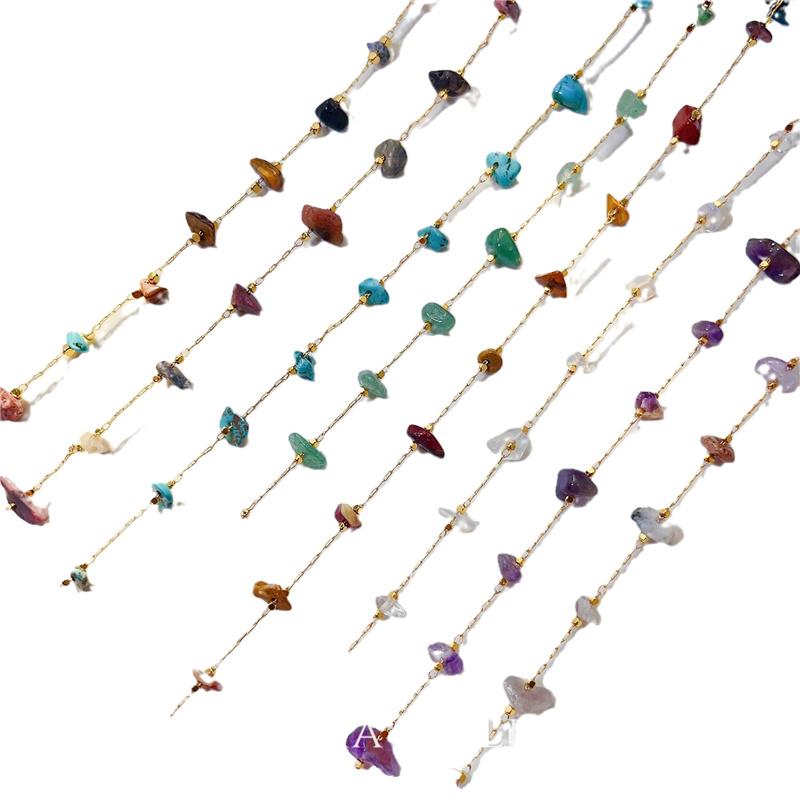 1meter Natural Stone Bead Chains Necklace Bracelets Bulk KC Gold Color Copper Link Chains Lot Supplies for Diy Jewelry Making