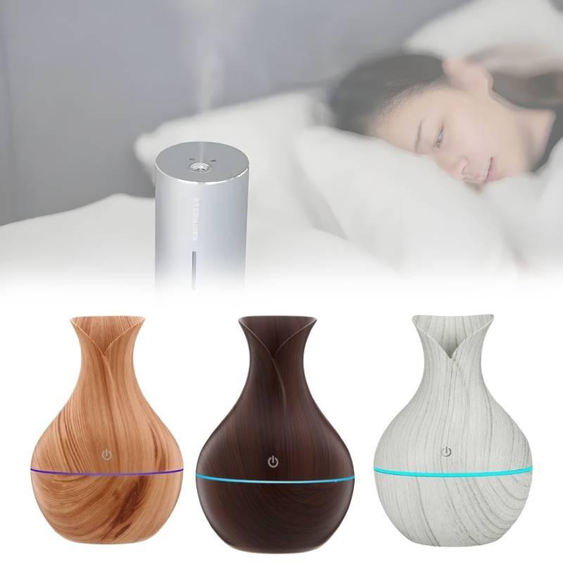 Vase Humidifier Shaped With Wooden Pattern Light Wood Ultrasonic Purifier Air