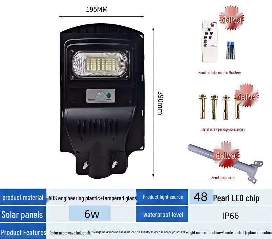 Solar-Powered Outdoor Wall and Street Lights with Motion Sensor