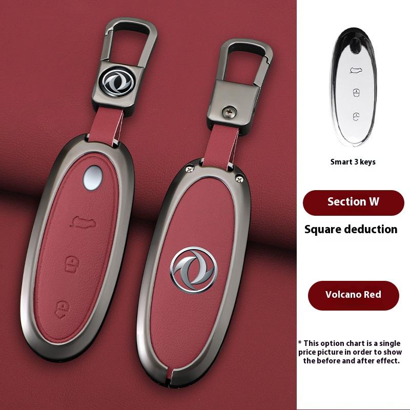 Zinc Alloy Leather Car Remote Key Case Cover Shell For Dongfeng Nammi 01 New Energy Protection Keychain Auto Accessories