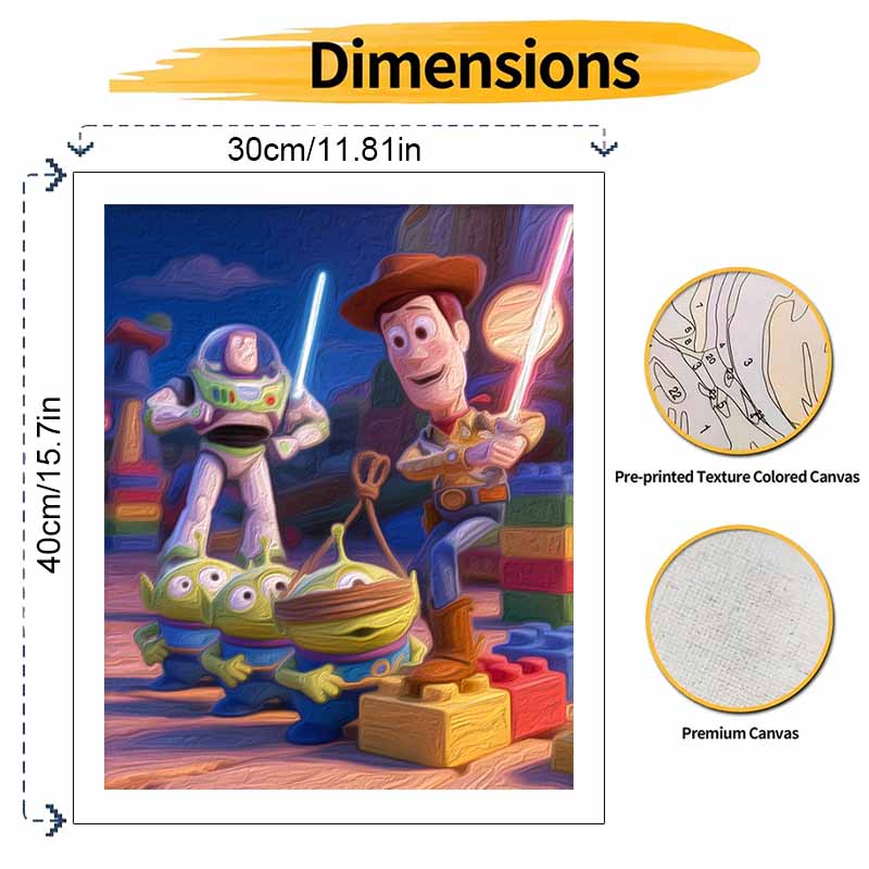 Disney Digital Oil Painting Art Kit Toy Story Space Cowboy Alien Handmade Coloring Painting Home Decor