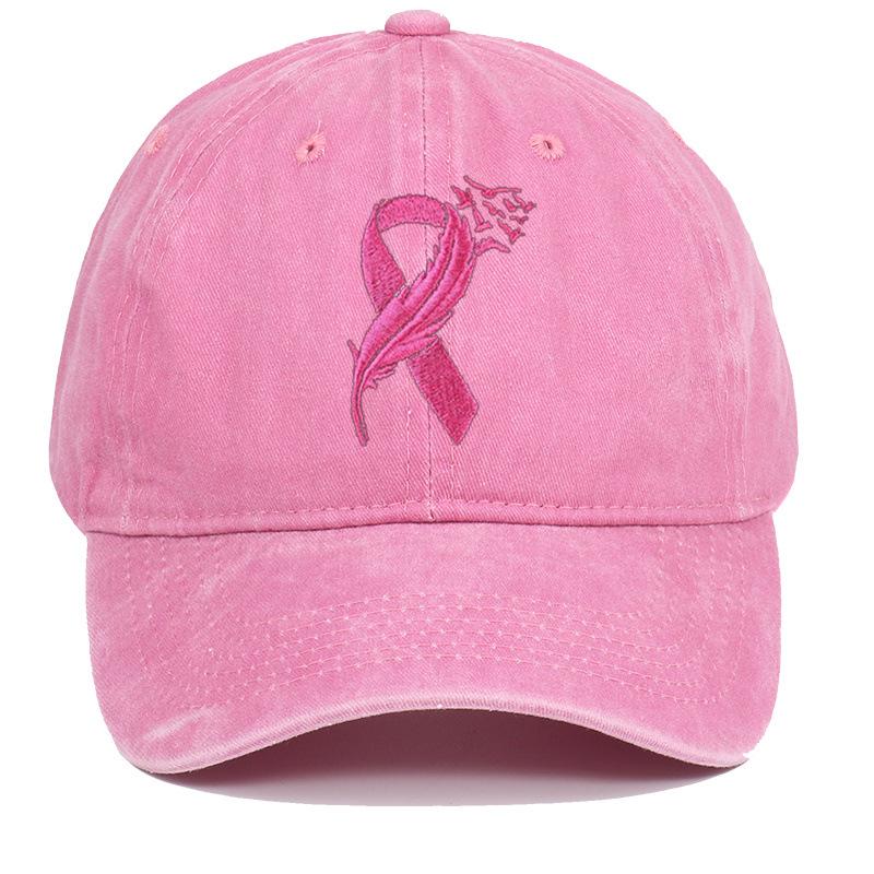 Breast Ribbon Embroidered Duckbill Cap for Sports & Sun Protection