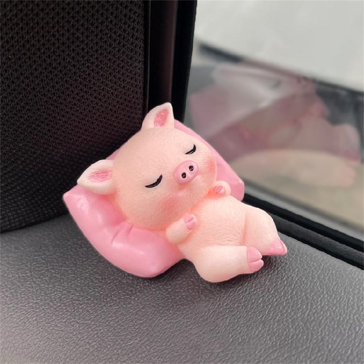 Enfeite de Decoração Animal de Desenho Animado Fofo Panda Dormindo Cachorro Porco Coelho Miniatura para Decoração de Mesa, Prateleiras ou Carro