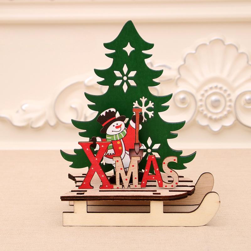 Décorations de Noël Pièces de Bois Peintes de Noël Bricolage Pièces de Voiture Traîneau Puzzle Mosaïque Cadeau