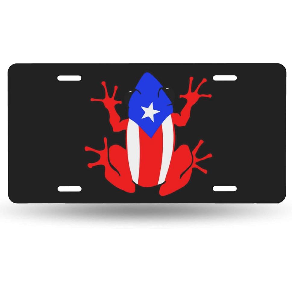 [Decorative] Coqui Frog Taino Symbol Puerto Rico Car Front Plate, Novelty Vanity Tag, Metal Aluminum Auto Decor Plate for Cars, Trucks, SUVs - 6x12