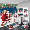 Winter Weihnachten Duschvorhang Set Niedlicher Schneemann Rote Vögel Geschenke Wald Zeder Neujahr Xmas Badezimmer Deko Duschvorleger Toilettensitzbezug