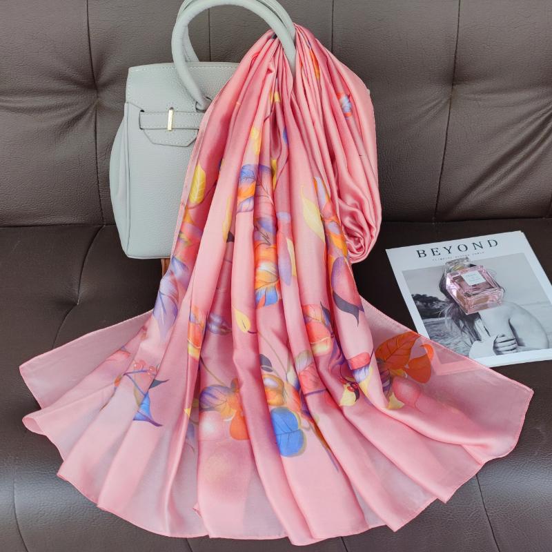 New 180*90cm classic Silk Scarf Women Foulard Office lady Large Fashion Print Beach Hijab Shawl Warp Bandanna Muffler Pareo