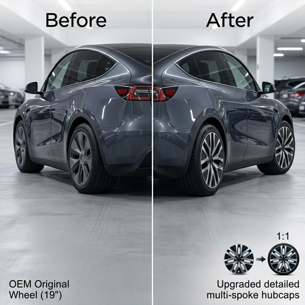 4x 19" Hub Cap Rim Covers For 2025 New Model Y L Refreshed Auto Wheel Protectors Snap-on Hubcaps Car Replacement Accessories