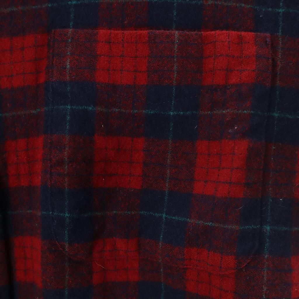PENDLETON 70s Made In USA Vintage Check Pattern Long Sleeve Flannel Shirt Men's Used