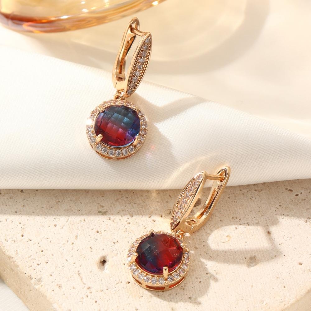 Boucles d'oreilles pendantes rondes de luxe en zircone pour femmes 2025 Nouvelle mode Boucles d'oreilles pendantes Doré Bijoux Accessoires de fête de mariage