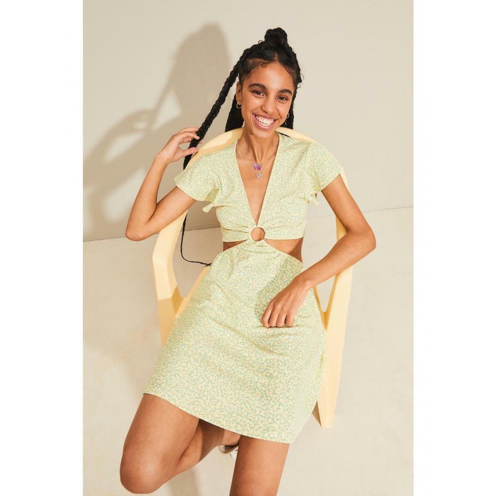 

Платье из джерси с вырезом HM Желтое с маленьким цветком 1065202002