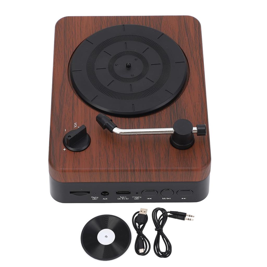 Vintage Mini Bluetooth Speaker Record Player Shaped Desktop Decoration Rechargeable Wireless Speaker